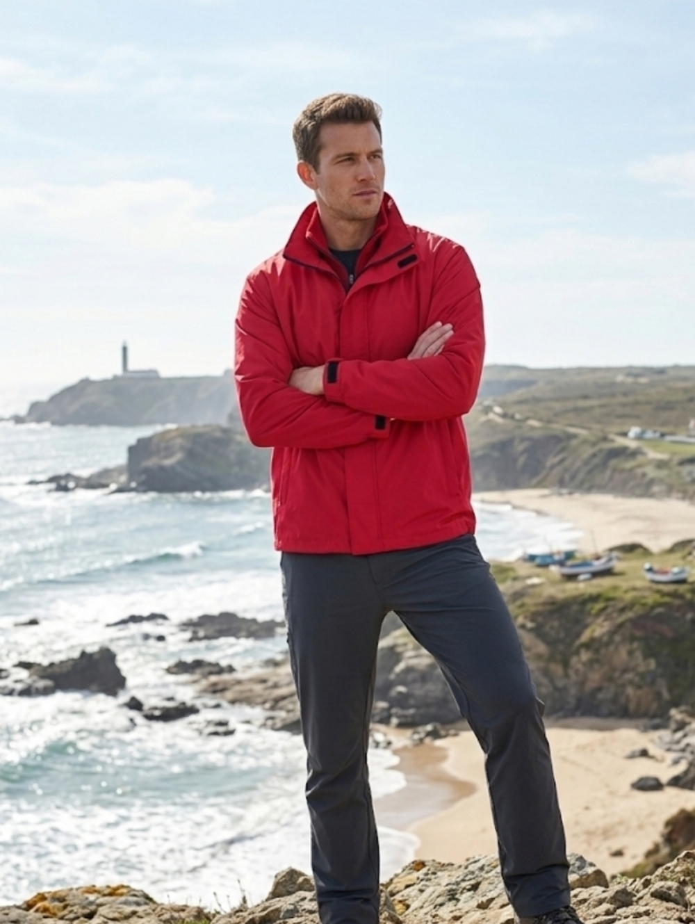 Lands' End Nylon Windbreaker Jacket Red Medium
